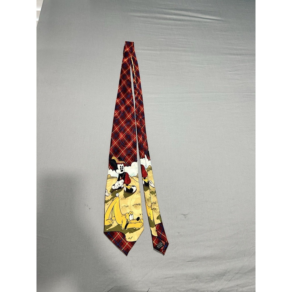 VTG The Disney Store Silk Tie‎ Golf Mickey Pluto Unconventional Tee